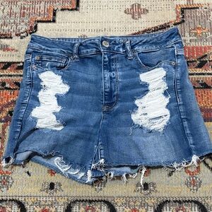 American Eagle Outfitters Distressed Blue Denim Jean Shorts
